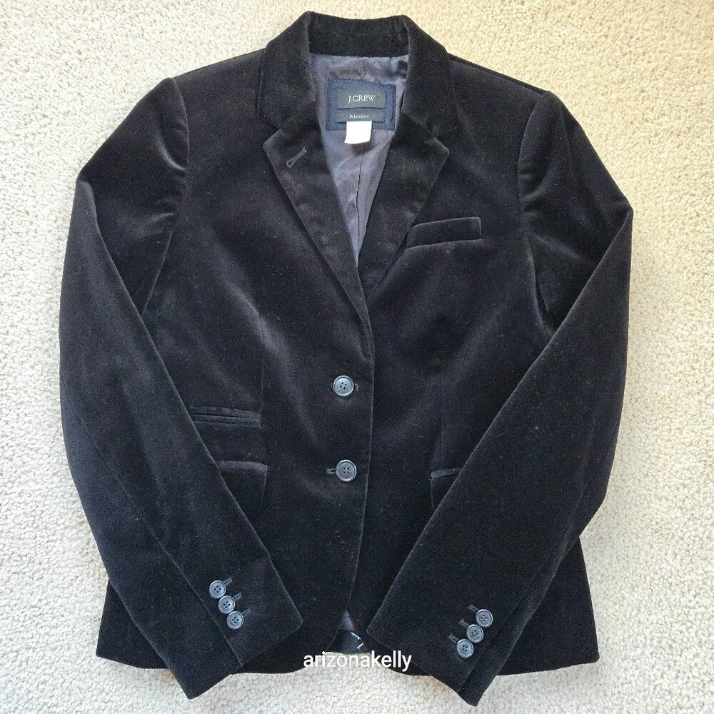 NWOT J. Crew Velvet Schoolboy Blazer Black Size 2 - Picture 1 of 12